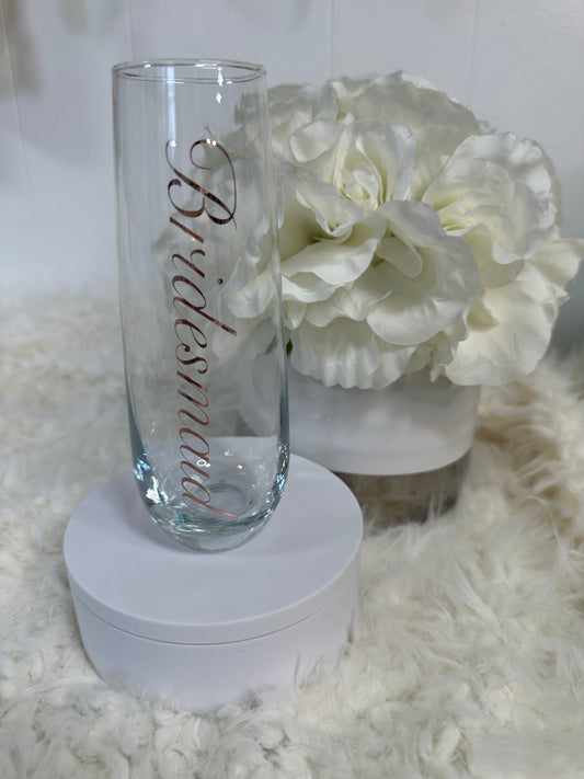 Bridesmaid Glass Stemless Flute